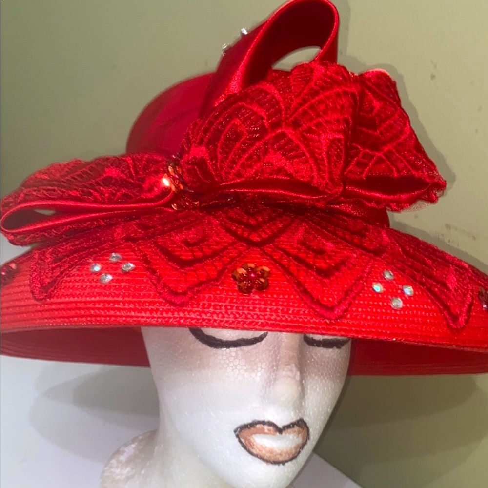 Beautiful Red Church/Dress Hat by Ms. Divine
